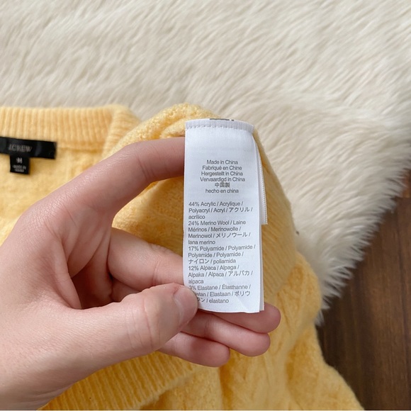 J. Crew Stretch Wool Cable-knit Crewneck Sweater in Yellow - Picture 6 of 7